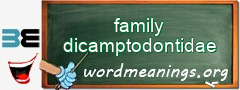 WordMeaning blackboard for family dicamptodontidae